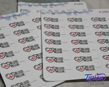 Blood Pressure Icon Stickers | 21 Stickers | 1 x .5" Each