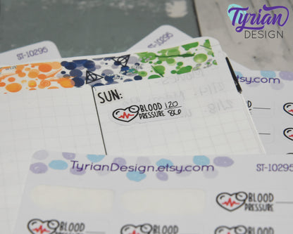 Blood Pressure Icon Stickers | 21 Stickers | 1 x .5" Each