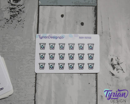 Recycle Stickers - Tiny Recycling bin stickers on a mini sheet - Great for small bullet Journals and Planner, or minimalist planners
