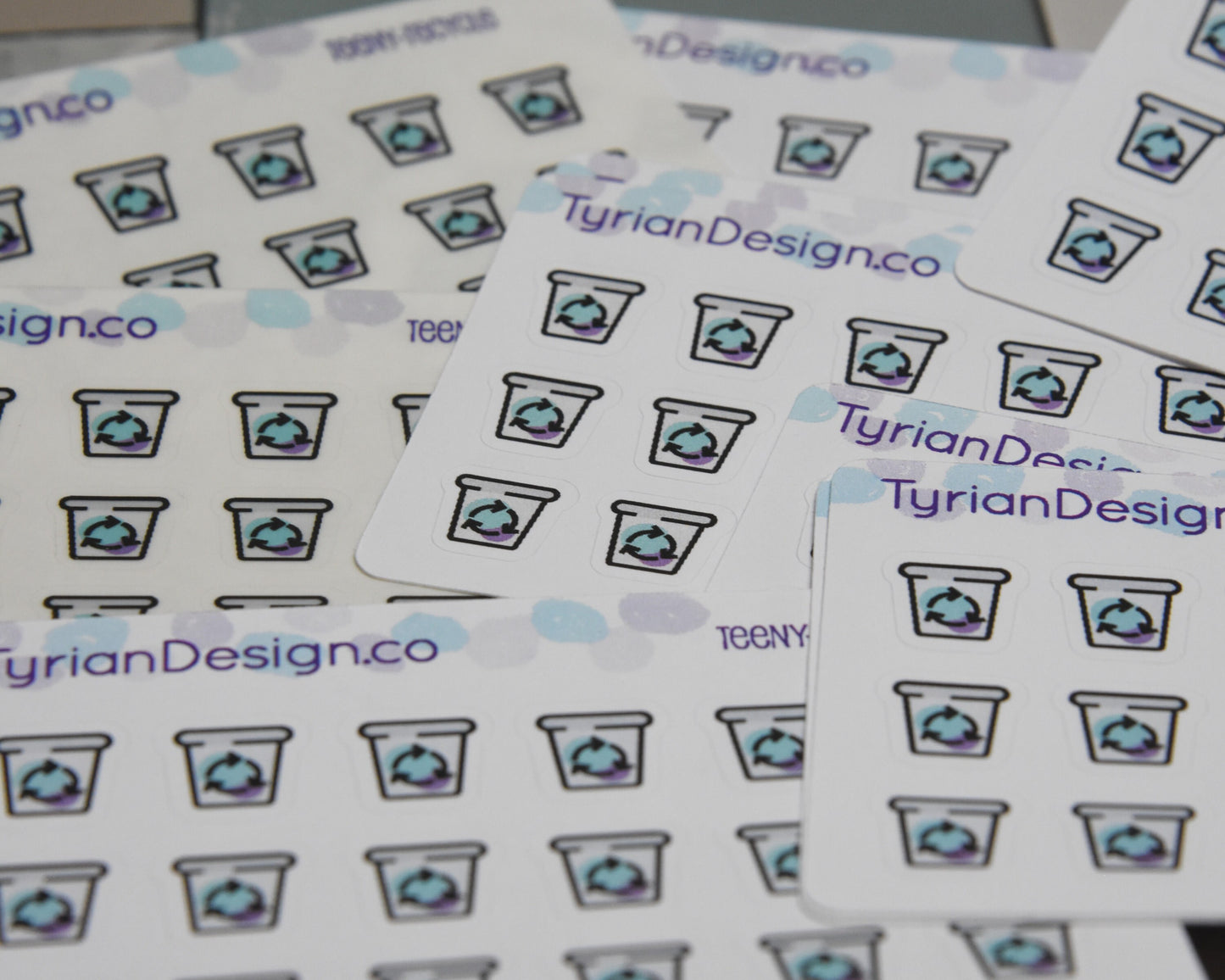 Recycle Stickers - Tiny Recycling bin stickers on a mini sheet - Great for small bullet Journals and Planner, or minimalist planners