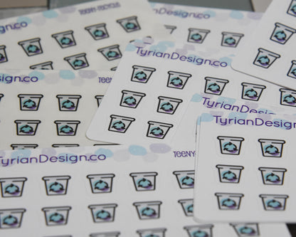 Recycle Stickers - Tiny Recycling bin stickers on a mini sheet - Great for small bullet Journals and Planner, or minimalist planners