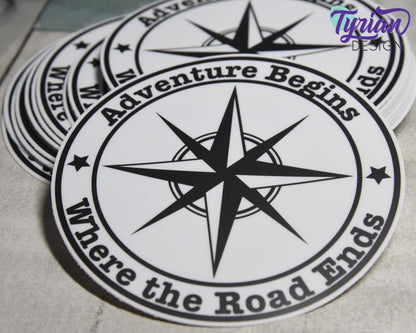 Adventure Begins Where The Road Ends Vinyl Sticker | 5" Round