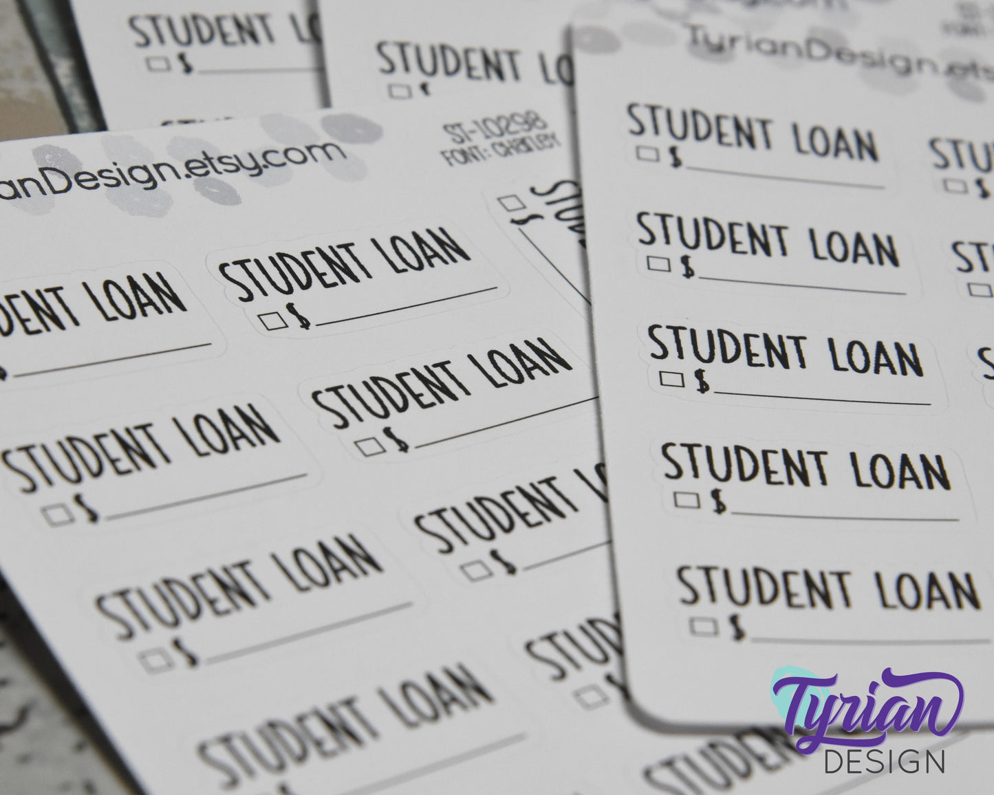 Student Loan Stickers Sheet for Planners and Journal | Black Type, clear or white matte stickers | Student Loan Budget Stickers