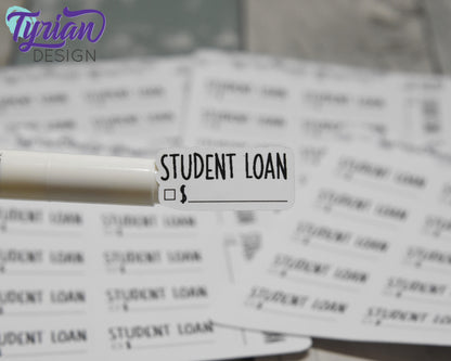 Student Loan Stickers Sheet for Planners and Journal | Black Type, clear or white matte stickers | Student Loan Budget Stickers
