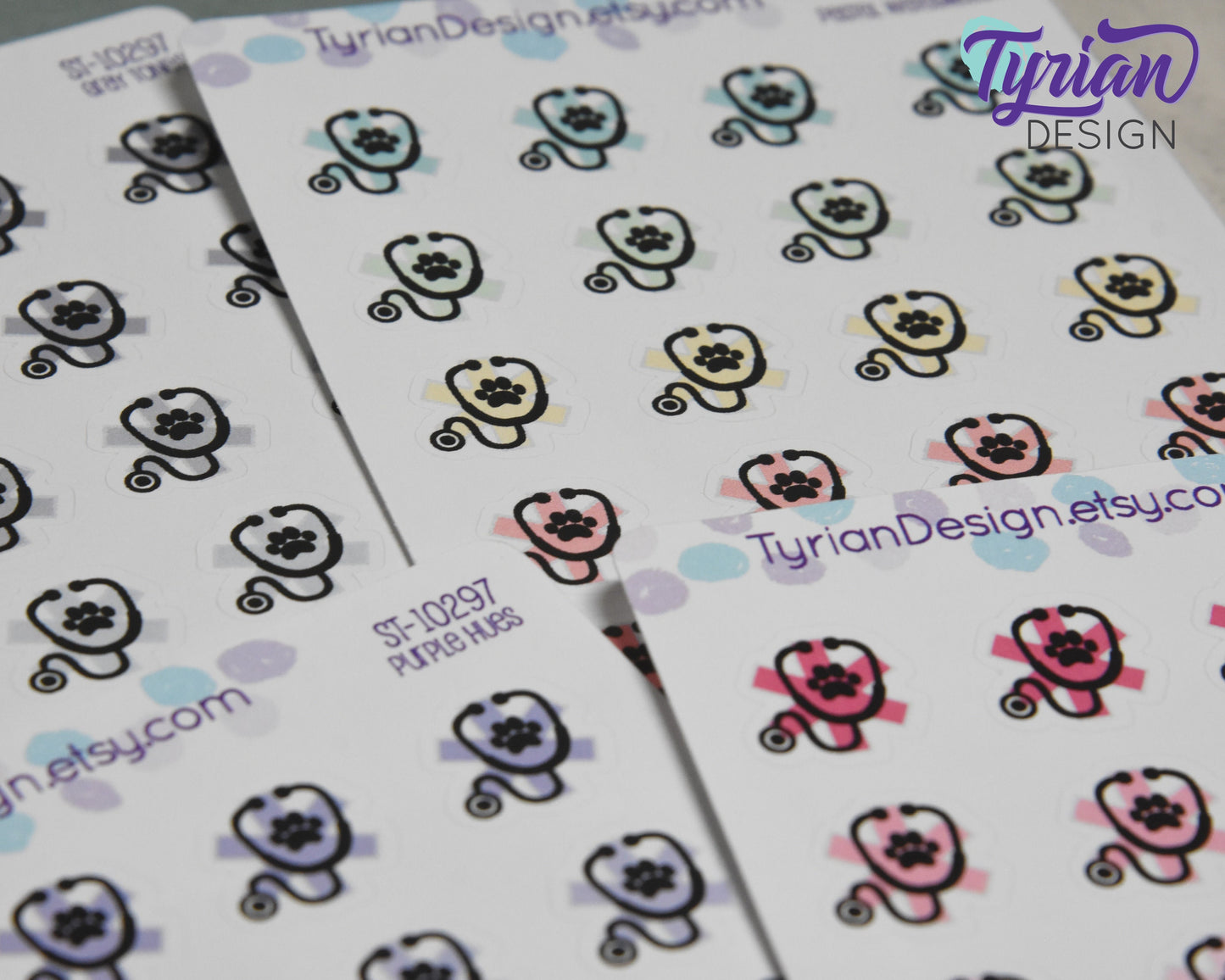 Veterinary Icon | 20 Stickers | .6" x.6" Each | Various Colors