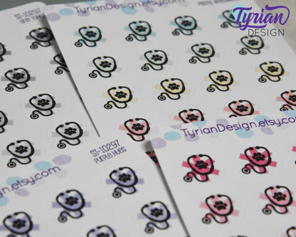 Veterinary Icon | 20 Stickers | .6" x.6" Each | Various Colors