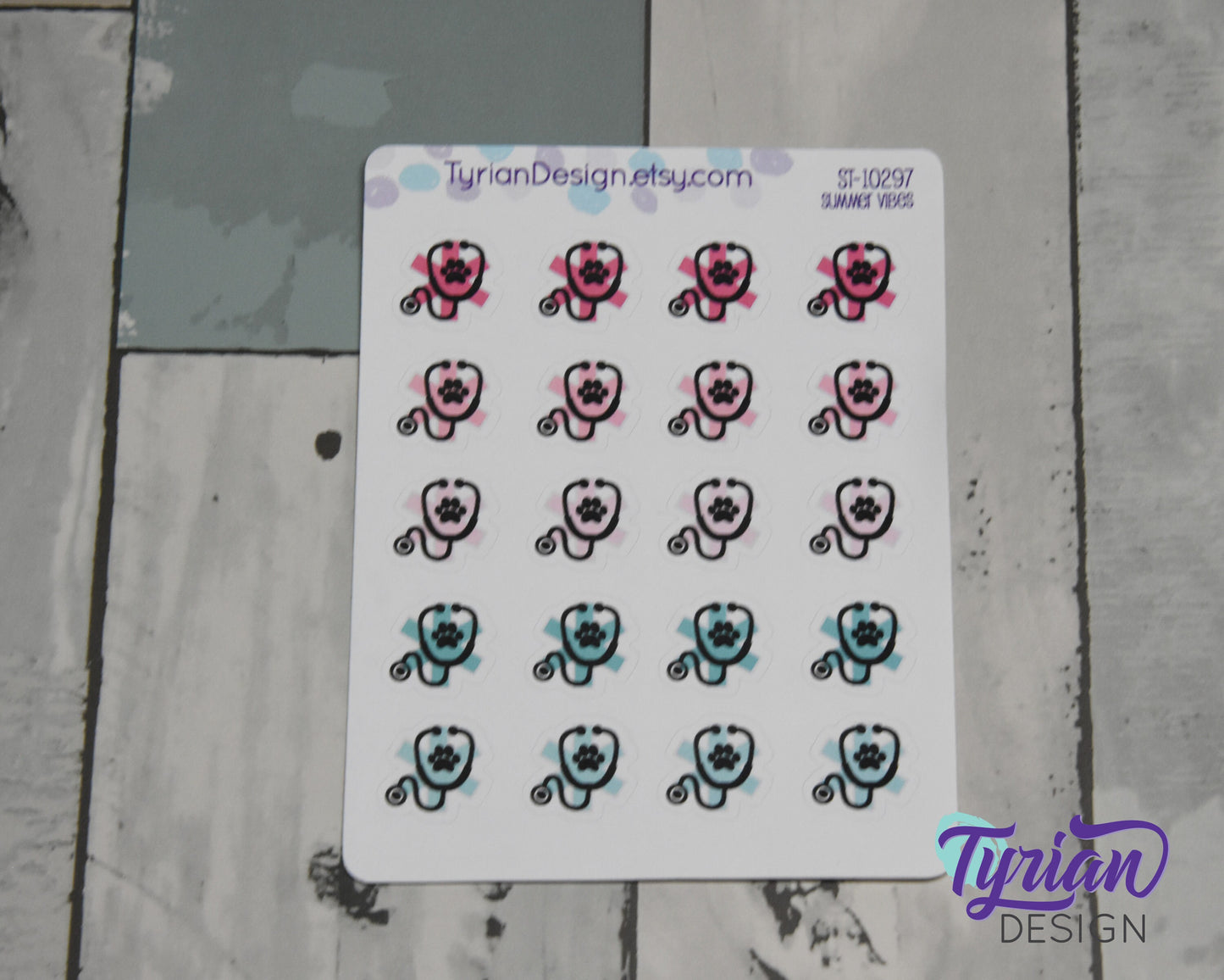 Veterinary Icon | 20 Stickers | .6" x.6" Each | Various Colors