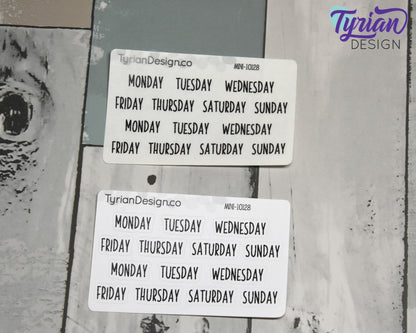 Days of the Week Stickers | Charley Font | Mini Sheet |  Great for Planners and Journals | Date headers | Monday - Sunday Two weeks