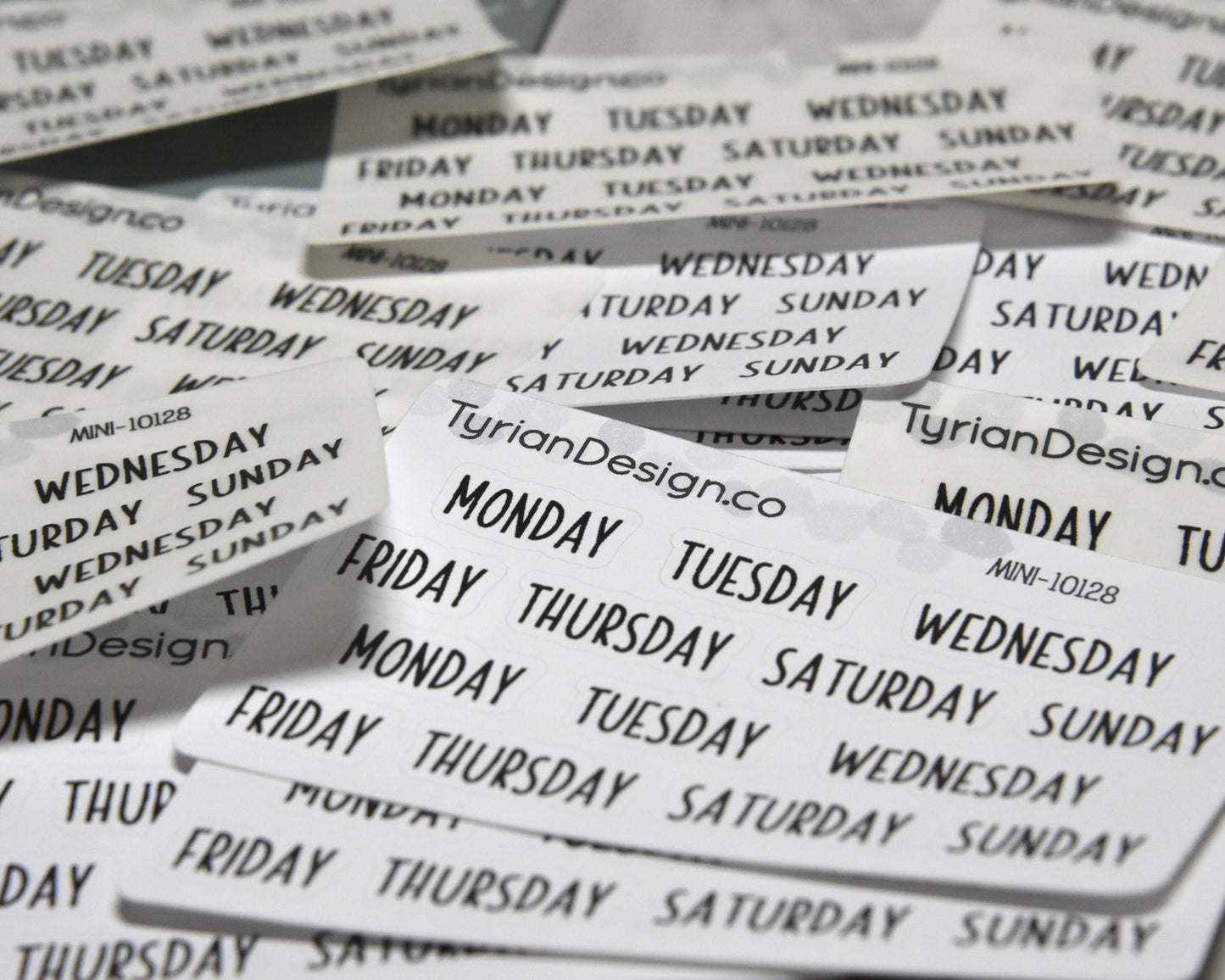 Days of the Week Stickers | Charley Font | Mini Sheet |  Great for Planners and Journals | Date headers | Monday - Sunday Two weeks