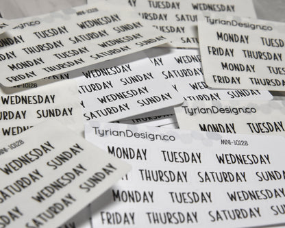 Days of the Week Stickers | Charley Font | Mini Sheet |  Great for Planners and Journals | Date headers | Monday - Sunday Two weeks