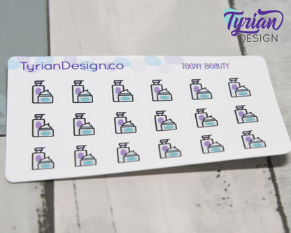 Beauty Icon Stickers | Tiny Beauty jar stickers on a mini sheet | For small bullet Journals, Planner, Budget, or minimalist planners