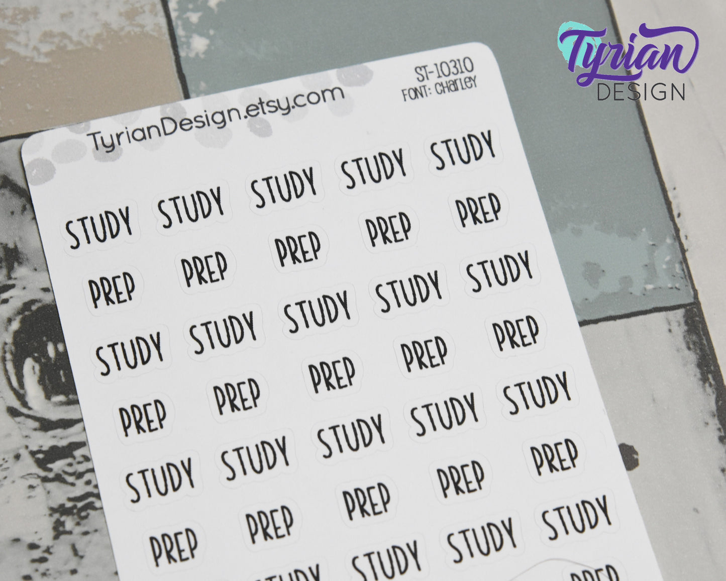 Study and Prep Stickers |  40 Stickers | .5" x .35" size | Charley Font
