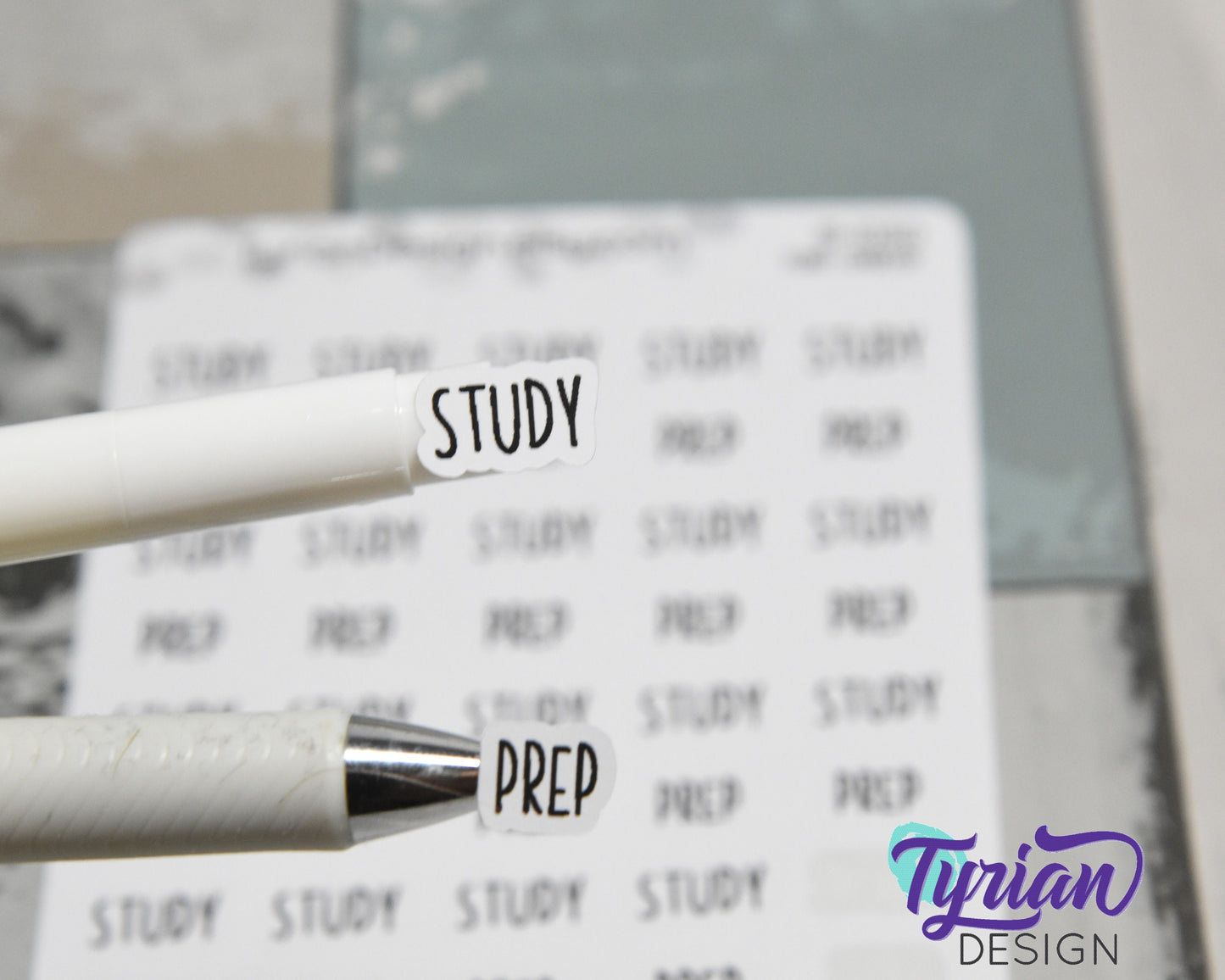 Study and Prep Stickers |  40 Stickers | .5" x .35" size | Charley Font