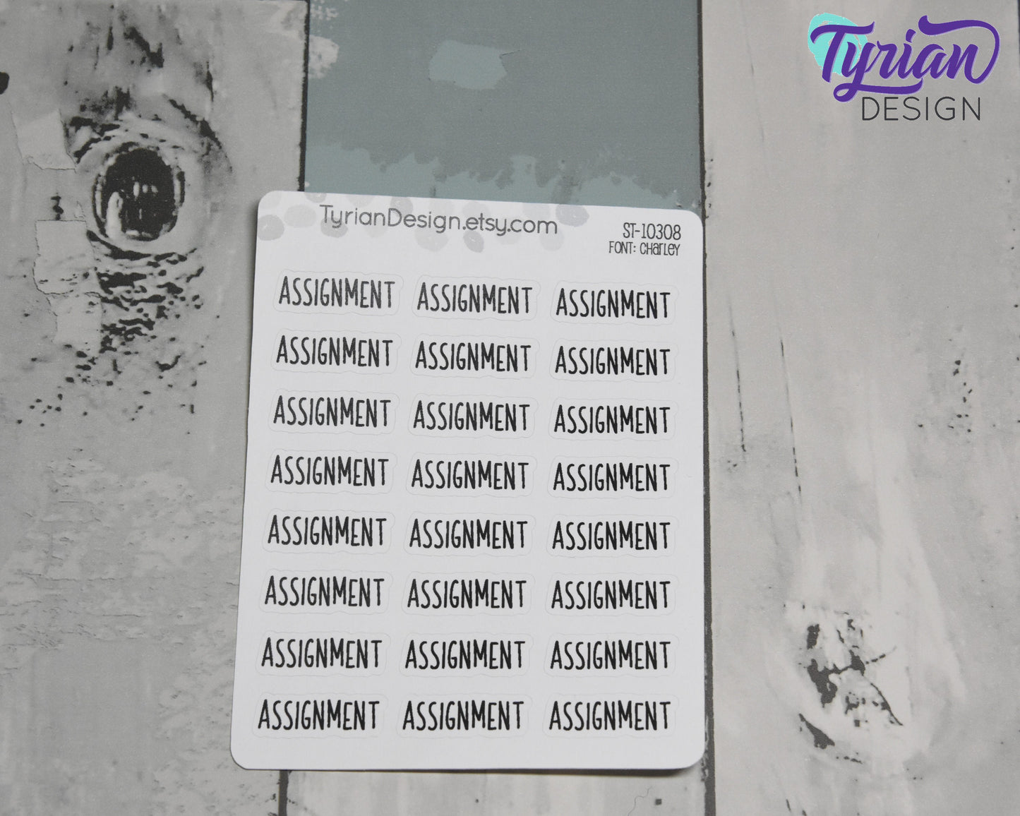 Assignment Stickers | 24 Stickers | 1" x .35" each | Charley Font.