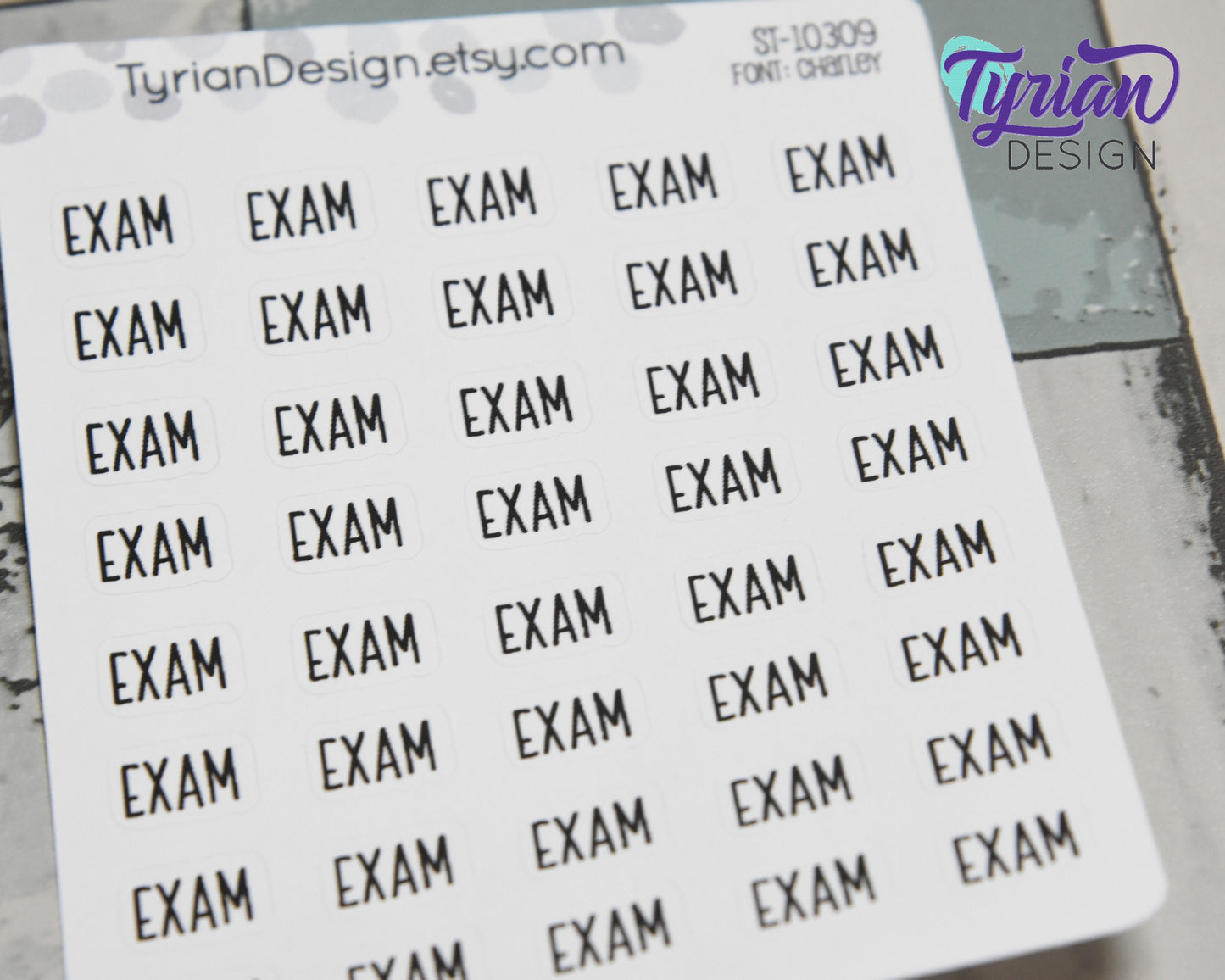 Exam Stickers | 40 Stickers | .5" x .35" each. | Charley Font.