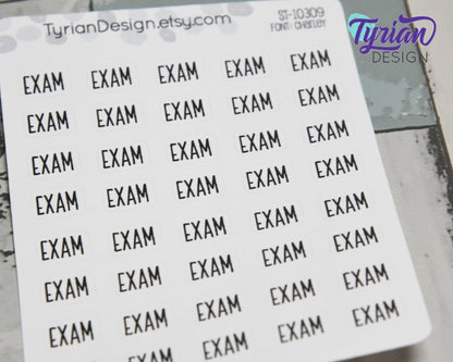 Exam Stickers | 40 Stickers | .5" x .35" each. | Charley Font.