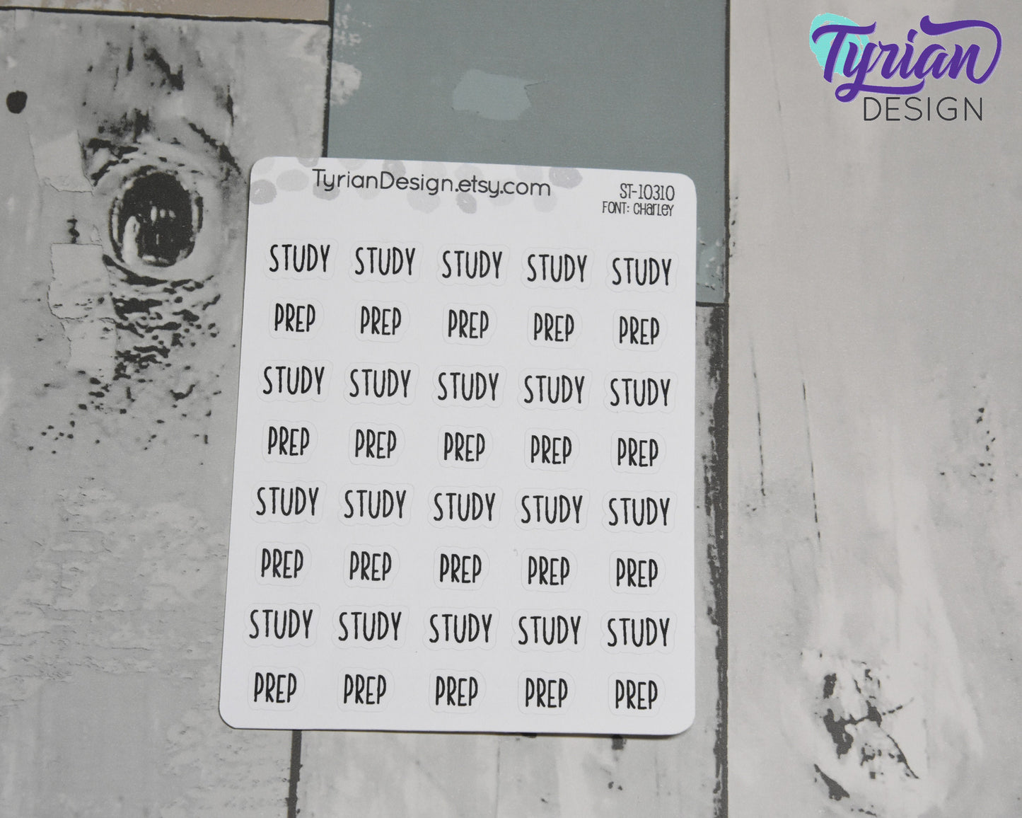 Study and Prep Stickers |  40 Stickers | .5" x .35" size | Charley Font
