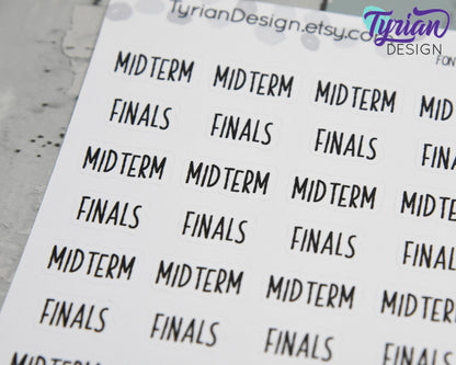 Midterm and Finals Stickers | 32 Stickers | .75" x .35" Each