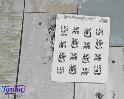Class Party Stickers | 16 stickers | 5/8" and 3/4" | Charley Font