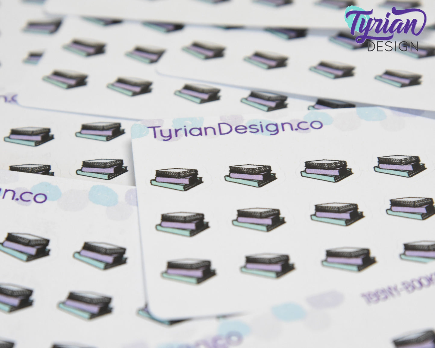 Book Stack Stickers | Tiny Reading stickers on a mini sheet | 18 stickers | .37 x .42" each | Book icon sticker | White or Clear Matte