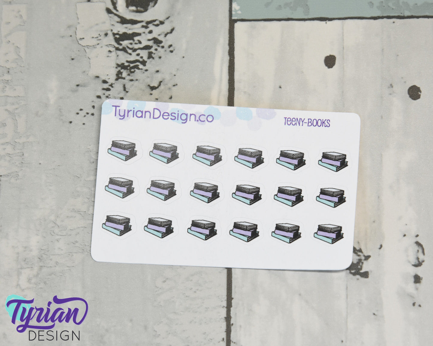 Book Stack Stickers | Tiny Reading stickers on a mini sheet | 18 stickers | .37 x .42" each | Book icon sticker | White or Clear Matte