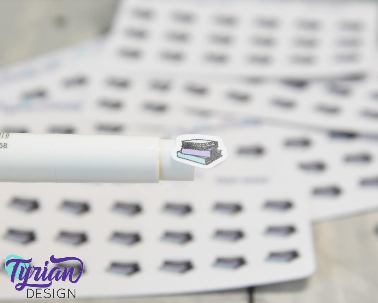 Book Stack Stickers | Tiny Reading stickers on a mini sheet | 18 stickers | .37 x .42" each | Book icon sticker | White or Clear Matte