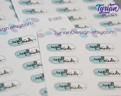 Refill Meds (Medication) Stickers | 21 stickers | .91 x .4" Each