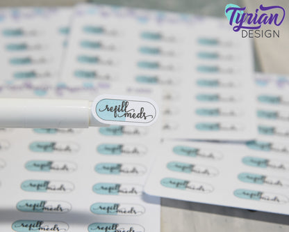 Refill Meds (Medication) Stickers | 21 stickers | .91 x .4" Each