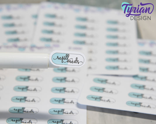 Refill Meds (Medication) Stickers | 21 stickers | .91 x .4" Each