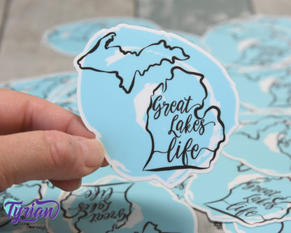 Michigan Sticker | high quality weather proof vinyl | 3 x 3" | Great Lakes Life sticker