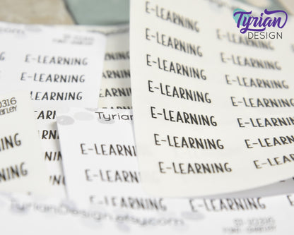 E-Learning Stickers for Planners and Journals |  Home school | 21 Stickers | 1" x .35" Sticker size | Charley Font