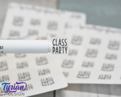 Class Party Stickers | 16 stickers | 5/8" and 3/4" | Charley Font