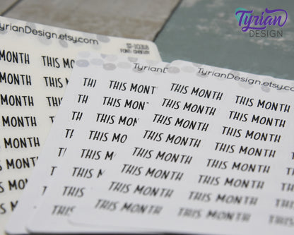 This Month Stickers | 1 x .34" Sticker each | 24 stickers | Charlie Font