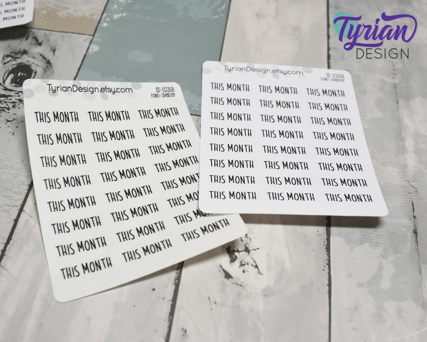 This Month Stickers | 1 x .34" Sticker each | 24 stickers | Charlie Font