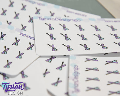 Mascara Stickers | Tiny Mascara stickers on a mini sheet | 18 stickers | .37 x .5" each | Mascara icon sticker | White or Clear Matte