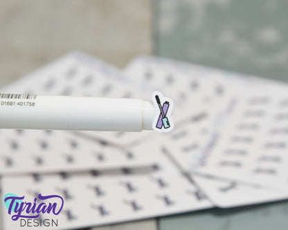 Mascara Stickers | Tiny Mascara stickers on a mini sheet | 18 stickers | .37 x .5" each | Mascara icon sticker | White or Clear Matte