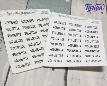 Volunteer Stickers |  1 x .34" each | 24 stickers | Charlie Font