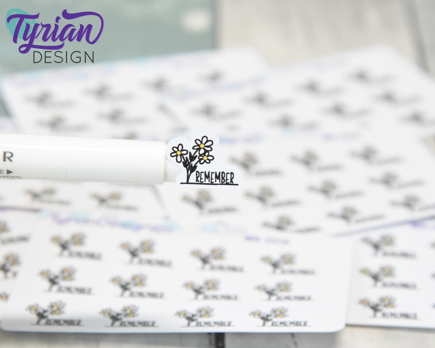 Mini Daisy Remember Stickers | Mini Sheet of Daisies | 12 Stickers | .73 x .56" each | 3.375" x 2.125" Mini Sheet | White or Clear Matte