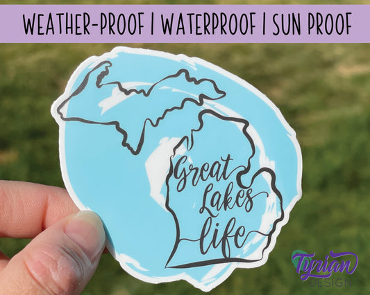 Michigan Sticker | high quality weather proof vinyl | 3 x 3" | Great Lakes Life sticker