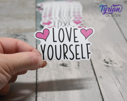 Love Yourself Vinyl Sticker | high quality weather proof vinyl | 3 x 2" | Water Bottle sticker | Laptop Sticker | Journal Sticker