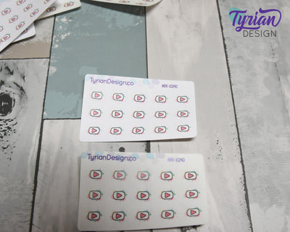 Mini YouTube Stickers | Mini Sheet of Social Media | 15 Stickers | .55 x .43" each | 3.375" x 2.125" Mini Sheet | White or Clear Matte