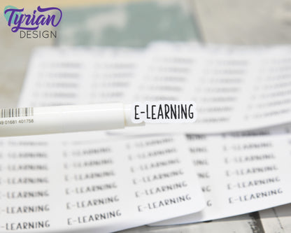 E-Learning Stickers for Planners and Journals |  Home school | 21 Stickers | 1" x .35" Sticker size | Charley Font