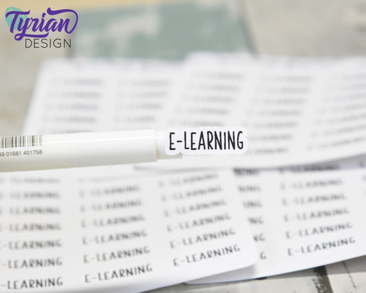 E-Learning Stickers for Planners and Journals |  Home school | 21 Stickers | 1" x .35" Sticker size | Charley Font