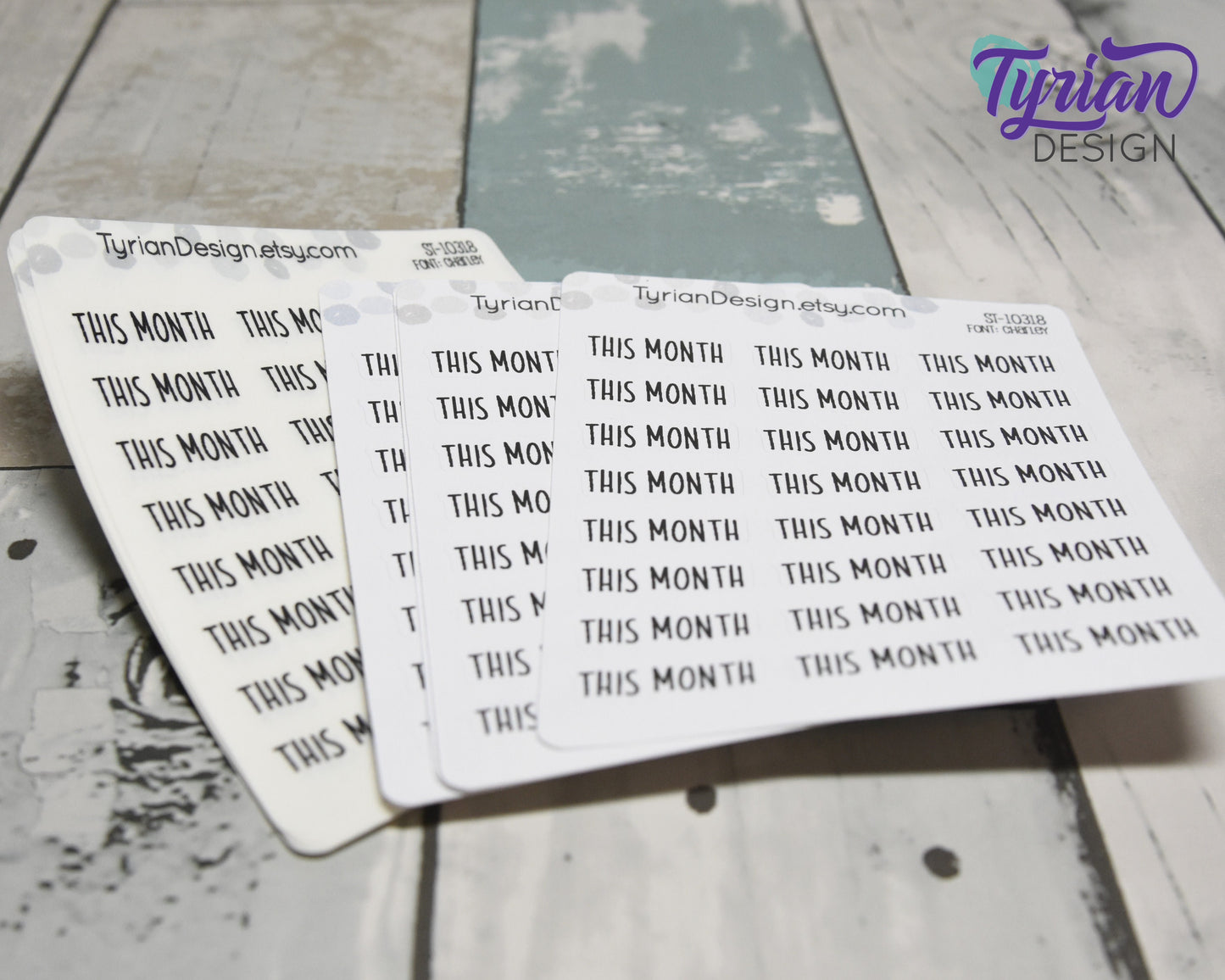 This Month Stickers | 1 x .34" Sticker each | 24 stickers | Charlie Font
