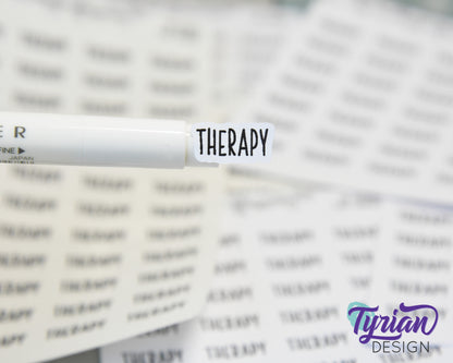 Therapy Stickers | .75 x .34" each | 28 stickers | Charlie Font