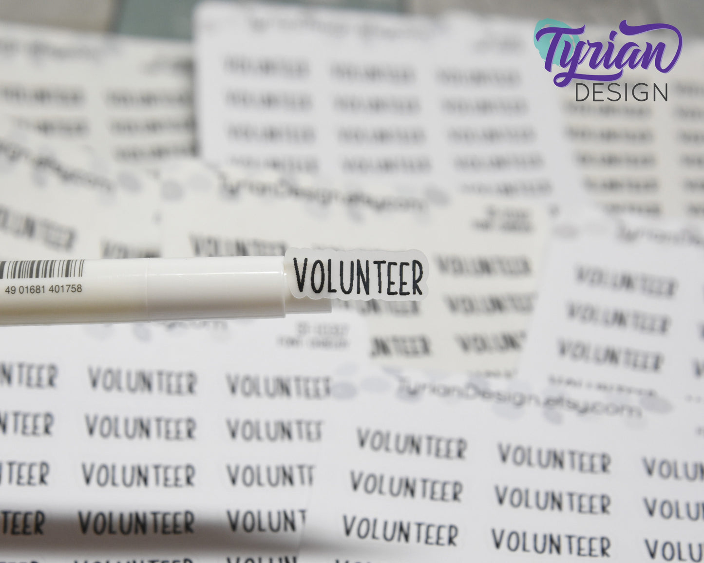 Volunteer Stickers |  1 x .34" each | 24 stickers | Charlie Font