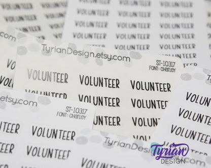 Volunteer Stickers |  1 x .34" each | 24 stickers | Charlie Font