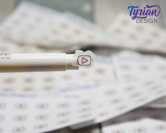 Mini YouTube Stickers | Mini Sheet of Social Media | 15 Stickers | .55 x .43" each | 3.375" x 2.125" Mini Sheet | White or Clear Matte