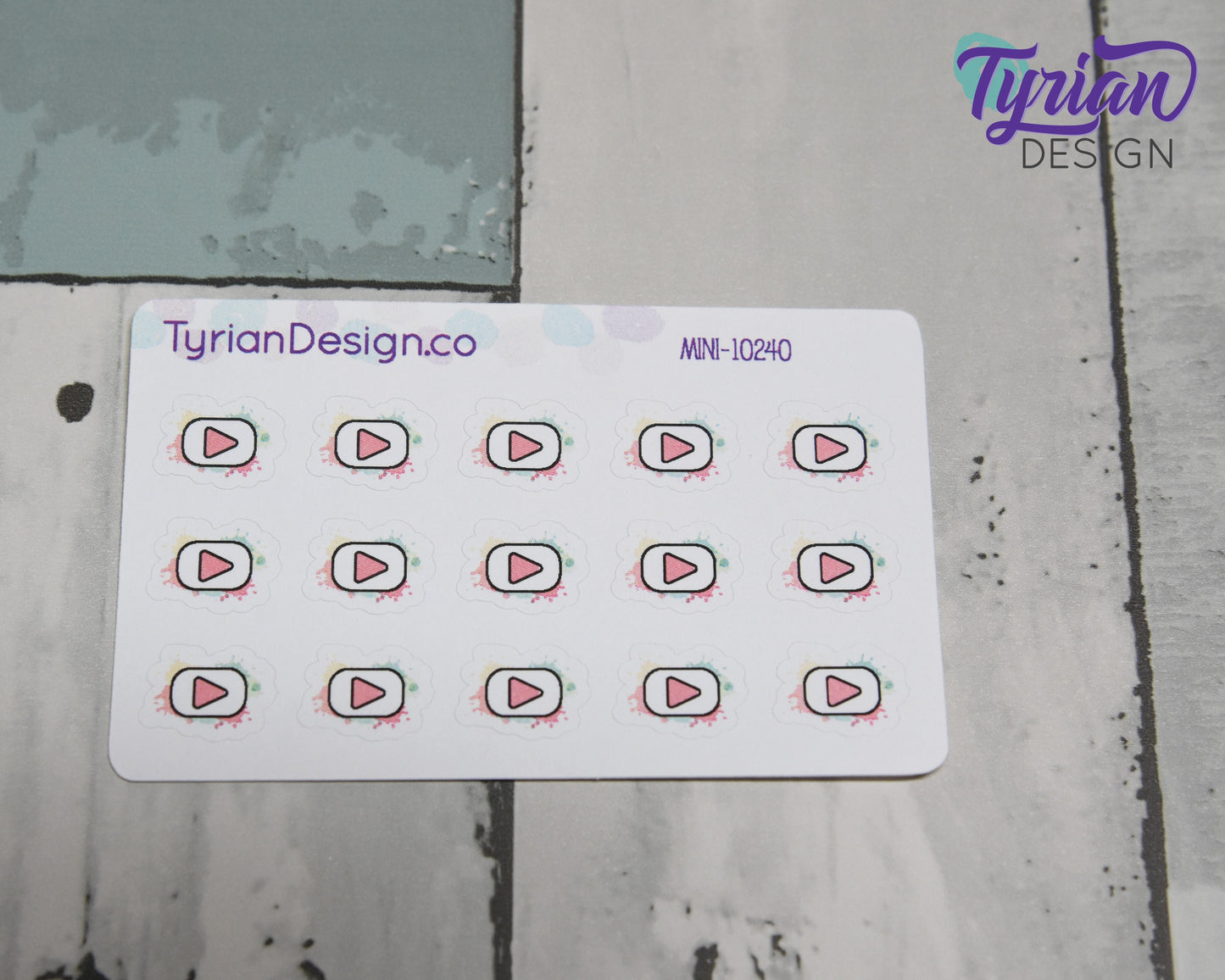 Mini YouTube Stickers | Mini Sheet of Social Media | 15 Stickers | .55 x .43" each | 3.375" x 2.125" Mini Sheet | White or Clear Matte