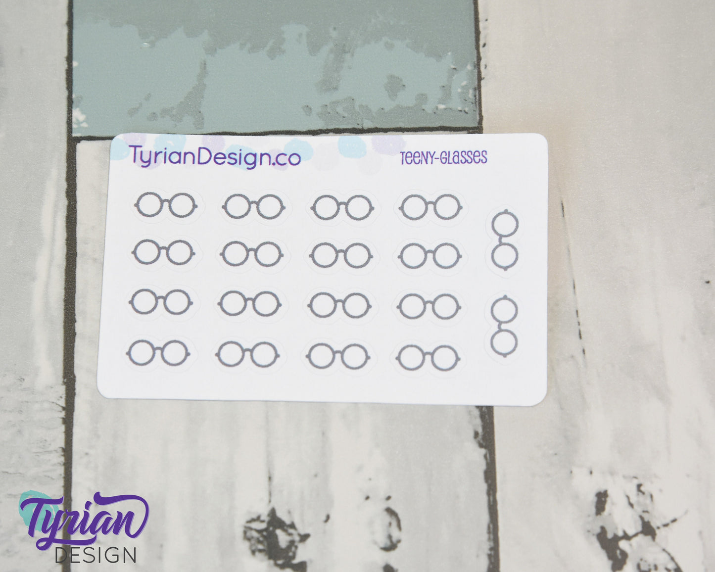 Eye Glass Stickers | Tiny Glasses stickers on mini sheet | 18 stickers | .6 x .3" each | Eye Apt icon sticker | White or Clear Matte